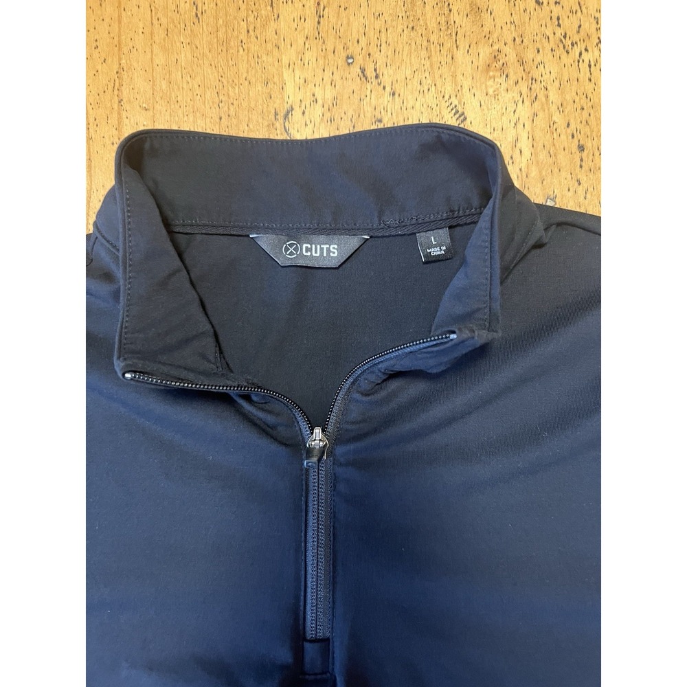 CUTS 1/4‎ Zip Pullover Mens L Black Performance Pyca Pro Golf Gym Stretch L1034